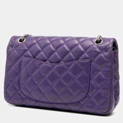 Pre Owned Chanel Purple Quilted Lambskin Reissue 2.55 Double Flap 226