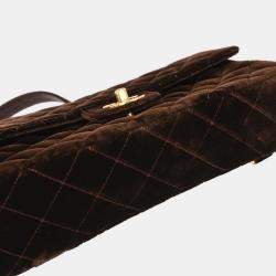 Pre Owned حقيبة ظهر شانيل مخمل بني سلسلة