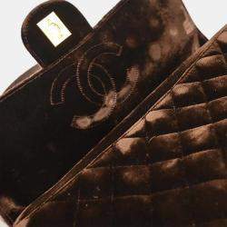 Pre Owned حقيبة ظهر شانيل مخمل بني سلسلة