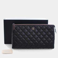 مملوكة مسبقًا حافظة شانيل كلاسيك سحاب جلد كافيار