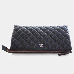 مملوكة مسبقًا حافظة شانيل كلاسيك سحاب جلد كافيار