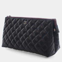 مملوكة مسبقًا حافظة شانيل كلاسيك سحاب جلد كافيار