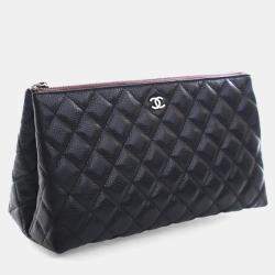 مملوكة مسبقًا حافظة شانيل كلاسيك سحاب جلد كافيار