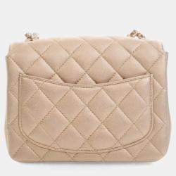 Pre Owned Chanel Mini Lambskin Square Classic Flap Bag