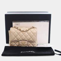 Pre Owned Chanel Mini Lambskin Square Classic Flap Bag