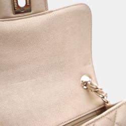 Pre Owned Chanel Mini Lambskin Square Classic Flap Bag