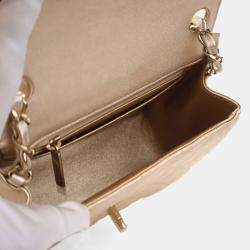 Pre Owned Chanel Mini Lambskin Square Classic Flap Bag