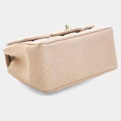Pre Owned Chanel Mini Lambskin Square Classic Flap Bag