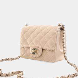 Pre Owned Chanel Mini Lambskin Square Classic Flap Bag