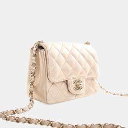 Pre Owned Chanel Mini Lambskin Square Classic Flap Bag