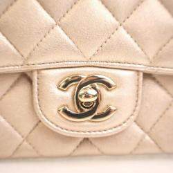 Pre Owned Chanel Mini Lambskin Square Classic Flap Bag