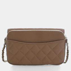 Pre Owned Chanel Caviar Classic Flap Phone Holder With Chain