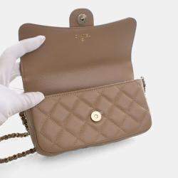 Pre Owned Chanel Caviar Classic Flap Phone Holder With Chain