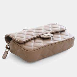 Pre Owned Chanel Caviar Classic Flap Phone Holder With Chain