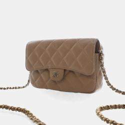 Pre Owned Chanel Caviar Classic Flap Phone Holder With Chain