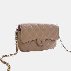 Pre Owned Chanel Caviar Classic Flap Phone Holder With Chain
