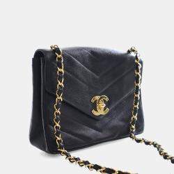 Pre Owned حقيبة شانيل قديمة كافيار كبيرة فلاب مفردة