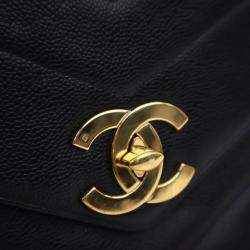 Pre Owned حقيبة شانيل قديمة كافيار كبيرة فلاب مفردة