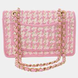Pre Owned Chanel Medium Viscose Woven Flap Bag