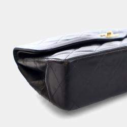 Pre Owned Chanel Vintage Black Lambskin Paris Double Flap Bag