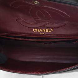 Pre Owned Chanel Vintage Black Lambskin Paris Double Flap Bag