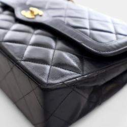 Pre Owned Chanel Vintage Black Lambskin Paris Double Flap Bag