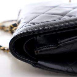 Pre Owned Chanel Vintage Black Lambskin Paris Double Flap Bag