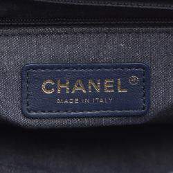 Pre Owned Chanel Elegant Navy Leather Shoulder Bag