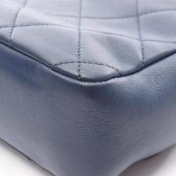 Pre Owned Chanel Elegant Navy Leather Shoulder Bag