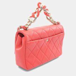 Pre Owned Chanel Elegant Red Leather Shoulder Bag