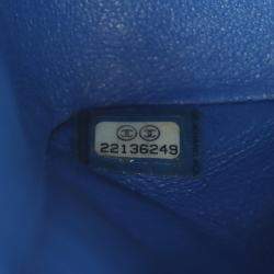 Pre Owned Chanel Classic Double Flap Medium Blue Leather Shoulder Bag