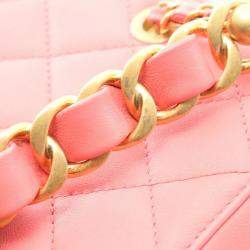 Pre Owned Chanel Vanity Case Pink Tone Lambskin Leather Shoulder Bag