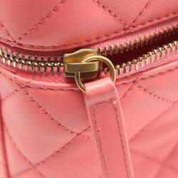 Pre Owned Chanel Vanity Case Pink Tone Lambskin Leather Shoulder Bag