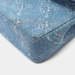 Pre Owned حقيبة كتف شانيل كلاسكيه مزدوجة قلاب قماش الدينيم الأزرق