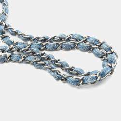 Pre Owned حقيبة كتف شانيل كلاسكيه مزدوجة قلاب قماش الدينيم الأزرق