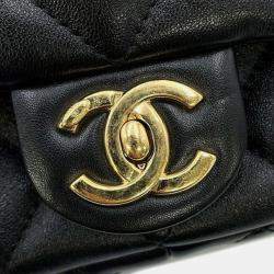 Pre Owned Chanel Black Small Quilted Lambskin Funky Town Flap