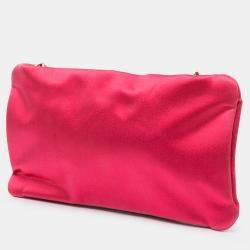 Pre Owned حقيبة كلتش شانيل زهري حرير ديامانتي كامليا مع سلسلة