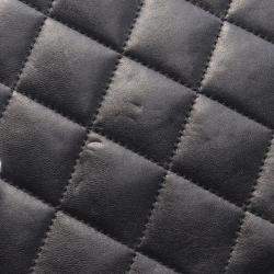 Pre Owned Chanel Black Quilted Lambskin Oval Logo Chain Top Handle Round Clutch on Chain