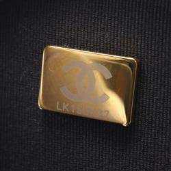 Pre Owned Chanel Black Quilted Lambskin Oval Logo Chain Top Handle Round Clutch on Chain