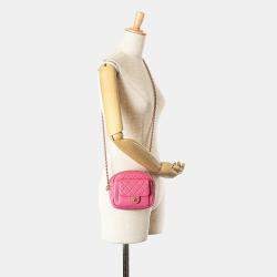 Pre Owned Chanel Pink Quilted Caviar CC Day Camera Bag