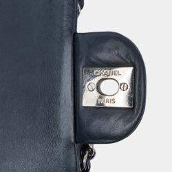 Pre Owned حقيبة شانيل غطاء مزدوج كلاسيكي ميديوم شيفرون جلد براء أسود