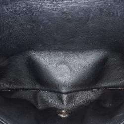 Pre Owned حقيبة شانيل غطاء مزدوج كلاسيكي ميديوم شيفرون جلد براء أسود