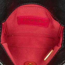 مملوكة مسبقًا حقيبة شاني زنجير بغطاء شاني أسود جلد عجل مغلف صغير