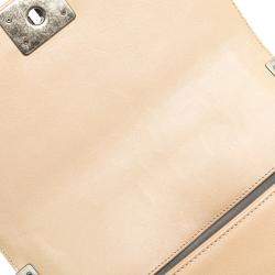 Pre Owned حقيبة شانيل بنية عجلية قديمة متوسطة ذات خياطة مزدوجة بوكشة بوي