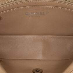 Pre Owned حقيبة شانيل كلاسيك بشكل مستطيل صغير صفراء بجلد برّاق ذات رفرف فردي