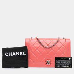 Pre Owned Chanel Pink Crumpled Calfskin Bi Quilted Vintage Full Flap