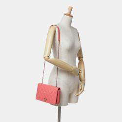 Pre Owned Chanel Pink Crumpled Calfskin Bi Quilted Vintage Full Flap