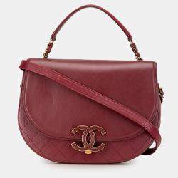 مملوكة مسبقًا Chanel Red Medium Calfskin Coco Curve Flap