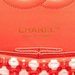 Pre Owned Chanel Red Jumbo Tweed Double Flap