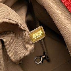 Pre Owned Chanel Red Medium Quilted Caviar Frame Tote